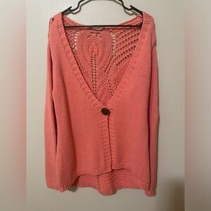 Soft Surroundings Crochet Knit Orange Cardigan